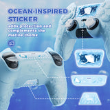 PlayVital for PS5 Controller Cover Skin - Cute Ocean Whisper Series Semi-Clear Silicone Case for PS5 Controller with Thumb Grip & Sticker, Charging Station Compatible, Full Protection - Mint Blue - HYKPFP001