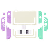 PlayVital Cute Solid-color Dockable Hard Protective Case for Nintendo Switch 2, Anti-scratch & Shockproof Cover Skin for Switch 2 with Thumb Grip & Sticker & Button Caps - Soft Violet & Mint Green - MURNTM006
