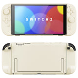 PlayVital Cute Solid-color Dockable Hard Protective Case for Nintendo Switch 2, Anti-scratch & Shockproof Cover Skin for Switch 2 with Thumb Grip & Sticker & Button Caps - Antique Yellow - MURNTM001