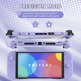 PlayVital Cute Solid-color Dockable Hard Protective Case for Nintendo Switch 2, Anti-scratch & Shockproof Cover Skin for Switch 2 with Thumb Grip & Sticker & Button Caps - Light Violet - MURNTM003