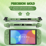 PlayVital Cute Solid-color Dockable Hard Protective Case for Nintendo Switch 2, Anti-scratch & Shockproof Cover Skin for Switch 2 with Thumb Grip & Sticker & Button Caps - Matcha Green - MURNTM002
