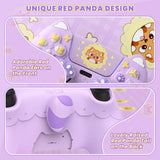 PlayVital Cute Spring Lesser Panda Silicone Cover for PS5 Controller with Joystick Cap and Sticker, Anti-Grip Shockproof Skin, Compatible with Charging Station - Taro Purple - YSSPFP005