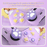 PlayVital Cute Spring Lesser Panda Silicone Cover for PS5 Controller with Joystick Cap and Sticker, Anti-Grip Shockproof Skin, Compatible with Charging Station - Taro Purple - YSSPFP005