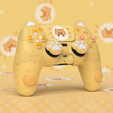PlayVital Cute Spring Lesser Panda Silicone Cover for PS5 Controller with Joystick Cap and Sticker, Anti-Grip Shockproof Skin, Compatible with Charging Station - Warm Yellow - YSSPFP001