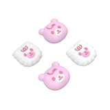 PlayVital Cute Thumb Grip Caps for PS5/4 Controller, Silicone Analog Stick Caps Cover for Xbox Series X/S, Thumbstick Caps for Switch Pro Controller - Cute Bear White & Pink - PJM3046