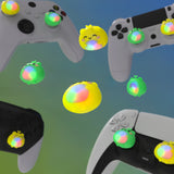 PlayVital Cute Universal Illuminated LED Thumbstick Grips for ps5 & ps4 & Xbox Series X/S & Xbox One & Switch Pro Controller - Frog Green & Yellow - PJM6001