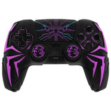 PlayVital Cyber Spider Design for ps5 Controller Silicone Case with 2 Thumb Grips and 6 Sticker, Slip-resistant Shockproof Controller Cover Skin, Fits for Charging Dock - Black & Purple - KBBPFP001