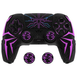 PlayVital Cyber Spider Design for ps5 Controller Silicone Case with 2 Thumb Grips and 6 Sticker, Slip-resistant Shockproof Controller Cover Skin, Fits for Charging Dock - Black & Purple - KBBPFP001