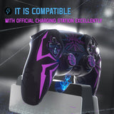 PlayVital Cyber Spider Design for ps5 Controller Silicone Case with 2 Thumb Grips and 6 Sticker, Slip-resistant Shockproof Controller Cover Skin, Fits for Charging Dock - Black & Purple - KBBPFP001