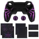 PlayVital Cyber Spider Design for ps5 Controller Silicone Case with 2 Thumb Grips and 6 Sticker, Slip-resistant Shockproof Controller Cover Skin, Fits for Charging Dock - Black & Purple - KBBPFP001