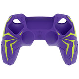 PlayVital Cyber Spider Design for ps5 Controller Silicone Case with 2 Thumb Grips and 6 Sticker, Slip-resistant Shockproof Controller Cover Skin, Fits for Charging Dock - Purple & Green - KBBPFP004