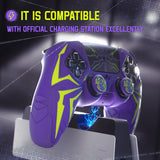 PlayVital Cyber Spider Design for ps5 Controller Silicone Case with 2 Thumb Grips and 6 Sticker, Slip-resistant Shockproof Controller Cover Skin, Fits for Charging Dock - Purple & Green - KBBPFP004