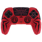 PlayVital Cyber Spider Design for ps5 Controller Silicone Case with 2 Thumb Grips and 6 Sticker, Slip-resistant Shockproof Controller Cover Skin, Fits for Charging Dock - Red & Black - KBBPFP003