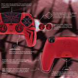 PlayVital Cyber Spider Design for ps5 Controller Silicone Case with 2 Thumb Grips and 6 Sticker, Slip-resistant Shockproof Controller Cover Skin, Fits for Charging Dock - Red & Black - KBBPFP003