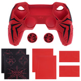 PlayVital Cyber Spider Design for ps5 Controller Silicone Case with 2 Thumb Grips and 6 Sticker, Slip-resistant Shockproof Controller Cover Skin, Fits for Charging Dock - Red & Black - KBBPFP003