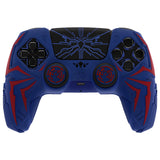 PlayVital Cyber Spider Design for ps5 Controller Silicone Case with 2 Thumb Grips and 6 Sticker, Slip-resistant Shockproof Controller Cover Skin, Fits for Charging Dock - Red & Blue - KBBPFP005