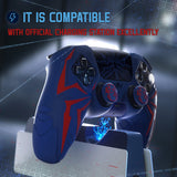 PlayVital Cyber Spider Design for ps5 Controller Silicone Case with 2 Thumb Grips and 6 Sticker, Slip-resistant Shockproof Controller Cover Skin, Fits for Charging Dock - Red & Blue - KBBPFP005