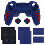 PlayVital Cyber Spider Design for ps5 Controller Silicone Case with 2 Thumb Grips and 6 Sticker, Slip-resistant Shockproof Controller Cover Skin, Fits for Charging Dock - Red & Blue - KBBPFP005