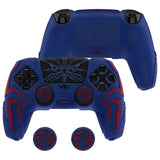 PlayVital Cyber Spider Design for ps5 Controller Silicone Case with 2 Thumb Grips and 6 Sticker, Slip-resistant Shockproof Controller Cover Skin, Fits for Charging Dock - Red & Blue - KBBPFP005