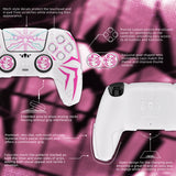 PlayVital Cyber Spider Design for ps5 Controller Silicone Case with 2 Thumb Grips and 6 Sticker, Slip-resistant Shockproof Controller Cover Skin, Fits for Charging Dock - White & Pink - KBBPFP002