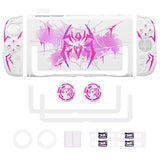 PlayVital Cyber Spider Protective Case for Nintendo Switch 2, Ergonomic Anti-slip Silicone Grip Covers, Dockable Hard Case Shell for Switch 2 with Joystick Cap & Sticker, Shockproof Skin - White - SYDNTP002