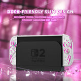 PlayVital Cyber Spider Protective Case for Nintendo Switch 2, Ergonomic Anti-slip Silicone Grip Covers, Dockable Hard Case Shell for Switch 2 with Joystick Cap & Sticker, Shockproof Skin - White - SYDNTP002