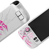 PlayVital Cyber Spider Protective Case for Steam Deck OLED/LCD, Anti-Slip Silicone Grip Cover with Back Button Enhancements, Thumb Grips and Trackpad Skins - White - ZEVSDP002