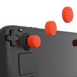 PlayVital Diamond Grain & Crack Bomb Design Ergonomic Stick Caps Thumb Grips for Steam Deck LCD & OLED, for PS Portal Remote Player with 3 Height Convex and Concave - Orange - YFSDM042