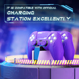 PlayVital Futuristic CyberMech Design Silicone Grip Skin with Thumb Grips for PS5 Wireless Controller, Compatible with PS5 Official Charging Dock - Purple - CHXPFP005