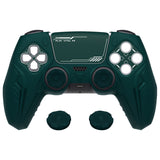 PlayVital Futuristic CyberMech Design Silicone Grip Skin with Thumb Grips for PS5 Wireless Controller, Compatible with PS5 Official Charging Dock - Racing Green - CHXPFP004