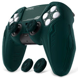 PlayVital Futuristic CyberMech Design Silicone Grip Skin with Thumb Grips for PS5 Wireless Controller, Compatible with PS5 Official Charging Dock - Racing Green - CHXPFP004