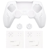 PlayVital Futuristic CyberMech Design Silicone Grip Skin with Thumb Grips for PS5 Wireless Controller, Compatible with PS5 Official Charging Dock - White - CHXPFP002