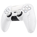 PlayVital Futuristic CyberMech Design Silicone Grip Skin with Thumb Grips for PS5 Wireless Controller, Compatible with PS5 Official Charging Dock - White - CHXPFP002