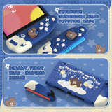 PlayVital Good Night Bear Dockable Protective Case for Nintendo Switch 2 - Detachable Silicone Joycon Grips & Shockproof Back Cover with Cute Bear Thumbs Caps - Midnight Blue - WNXNTM001