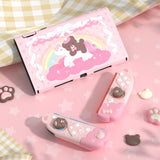 PlayVital Good Night Bear Dockable Protective Case for Nintendo Switch 2 - Detachable Silicone Joycon Grips & Shockproof Back Cover with Cute Bear Thumbs Caps - Pink - WNXNTM003