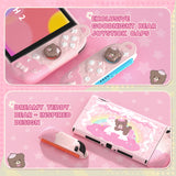 PlayVital Good Night Bear Dockable Protective Case for Nintendo Switch 2 - Detachable Silicone Joycon Grips & Shockproof Back Cover with Cute Bear Thumbs Caps - Pink - WNXNTM003