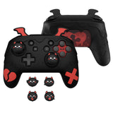 PlayVital Gothic Imp Series Cute Silicone Case for Nintendo Switch Pro Controller with 4 Thumb Grip & 2 Sticker, Non-Slip Anti-Scratch Protective Silicone Skin Cover - Black - PVLNPP001