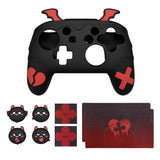 PlayVital Gothic Imp Series Cute Silicone Case for Nintendo Switch Pro Controller with 4 Thumb Grip & 2 Sticker, Non-Slip Anti-Scratch Protective Silicone Skin Cover - Black - PVLNPP001