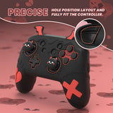 PlayVital Gothic Imp Series Cute Silicone Case for Nintendo Switch Pro Controller with 4 Thumb Grip & 2 Sticker, Non-Slip Anti-Scratch Protective Silicone Skin Cover - Black - PVLNPP001