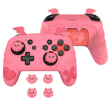 PlayVital Gothic Imp Series Cute Silicone Case for Nintendo Switch Pro Controller with 4 Thumb Grip & 2 Sticker, Non-Slip Anti-Scratch Protective Silicone Skin Cover - Peach Pink- PVLNPP004