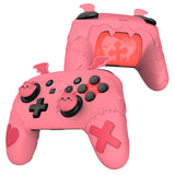 PlayVital Gothic Imp Series Cute Silicone Case for Nintendo Switch Pro Controller with 4 Thumb Grip & 2 Sticker, Non-Slip Anti-Scratch Protective Silicone Skin Cover - Peach Pink- PVLNPP004