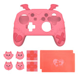 PlayVital Gothic Imp Series Cute Silicone Case for Nintendo Switch Pro Controller with 4 Thumb Grip & 2 Sticker, Non-Slip Anti-Scratch Protective Silicone Skin Cover - Peach Pink- PVLNPP004