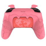 PlayVital Gothic Imp Series Cute Silicone Case for Nintendo Switch Pro Controller with 4 Thumb Grip & 2 Sticker, Non-Slip Anti-Scratch Protective Silicone Skin Cover - Peach Pink- PVLNPP004