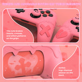 PlayVital Gothic Imp Series Cute Silicone Case for Nintendo Switch Pro Controller with 4 Thumb Grip & 2 Sticker, Non-Slip Anti-Scratch Protective Silicone Skin Cover - Peach Pink- PVLNPP004