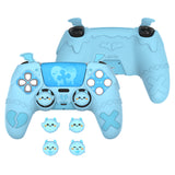 PlayVital Gothic Imp Series Cute Silicone Case for ps5 Controller with 4 Thumb Grips and 6 Stickers, Anti-Slip Silicone Skin Cover, Compatible with ps5 Charging Station - Aqua Blue - GTKPFP003