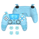 PlayVital Gothic Imp Series Cute Silicone Case for ps5 Controller with 4 Thumb Grips and 6 Stickers, Anti-Slip Silicone Skin Cover, Compatible with ps5 Charging Station - Aqua Blue - GTKPFP003