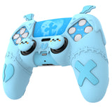 PlayVital Gothic Imp Series Cute Silicone Case for ps5 Controller with 4 Thumb Grips and 6 Stickers, Anti-Slip Silicone Skin Cover, Compatible with ps5 Charging Station - Aqua Blue - GTKPFP003