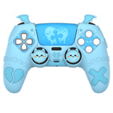 PlayVital Gothic Imp Series Cute Silicone Case for ps5 Controller with 4 Thumb Grips and 6 Stickers, Anti-Slip Silicone Skin Cover, Compatible with ps5 Charging Station - Aqua Blue - GTKPFP003