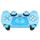 PlayVital Gothic Imp Series Cute Silicone Case for ps5 Controller with 4 Thumb Grips and 6 Stickers, Anti-Slip Silicone Skin Cover, Compatible with ps5 Charging Station - Aqua Blue - GTKPFP003