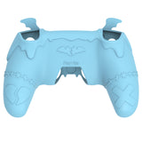 PlayVital Gothic Imp Series Cute Silicone Case for ps5 Controller with 4 Thumb Grips and 6 Stickers, Anti-Slip Silicone Skin Cover, Compatible with ps5 Charging Station - Aqua Blue - GTKPFP003